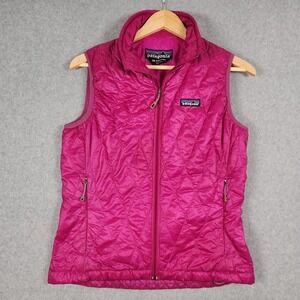 Patagonia Nano Puff Vest Womens XS Pink Primaloft Diamond Quilted Puffer Hiking